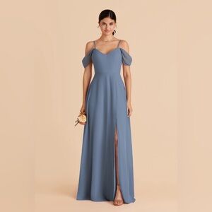 Birdy Grey Pale Blue Off-Shoulder Maxi Bridesmaid Dress